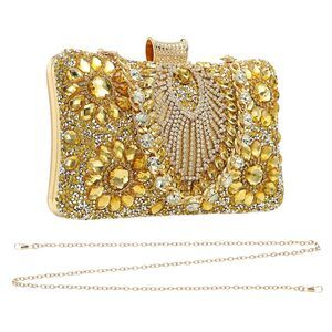 5681 Evening Bags , Sparkly Crystal Clutch Purse with Rhinestone Chain